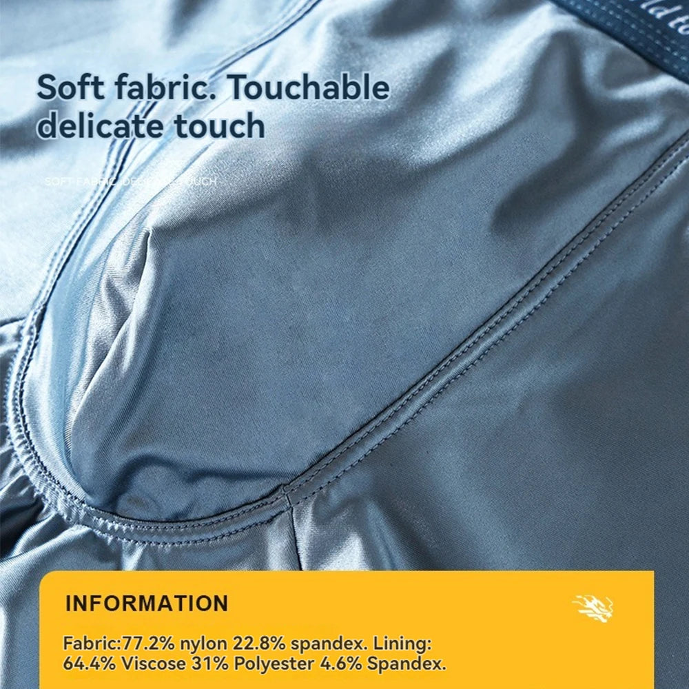 Luxury Ice Silk Boxers - Breathable Satin Mens Underwear 3PCS