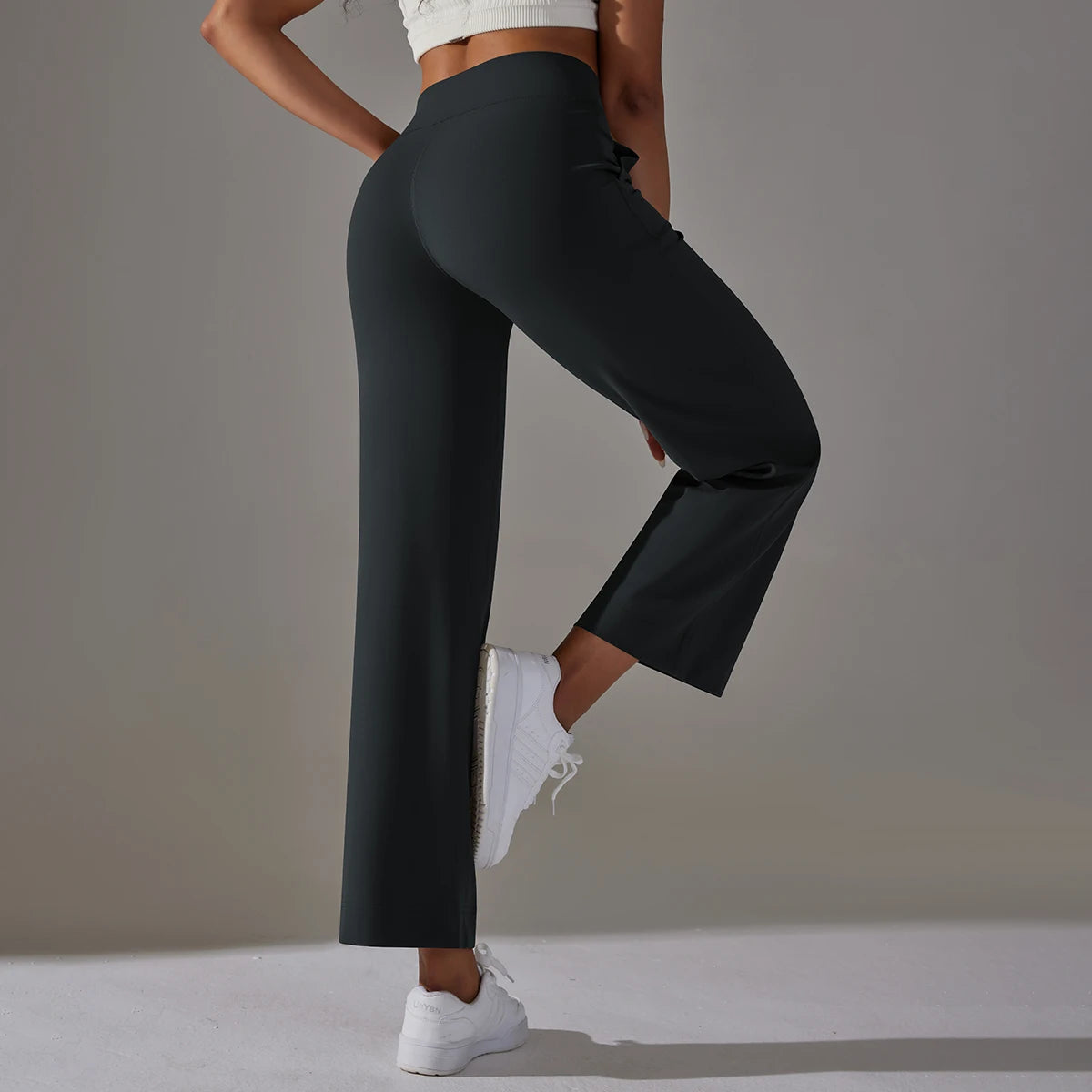 Women Leggings Wide Leg Flare Pants With Pockets Drawstring Sports Trousers High Waist Flared Yoga Leggings Fitness Running Jogg