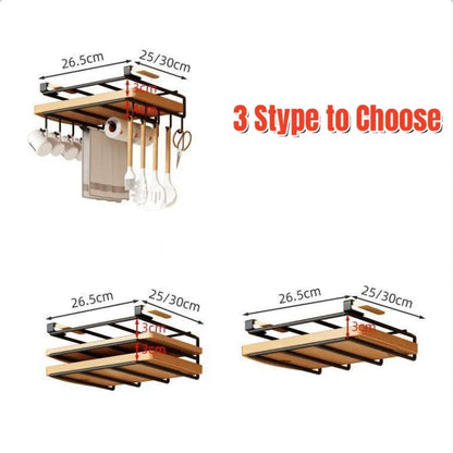 Under Cupboard Organizer Rack - Kitchen Storage Rack with Cutting Board Holder & Paper Towel Hanger