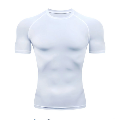 Compression Running Shirt - Men's Tight Short Sleeve Tee | Quick Drying Gym Sportswear