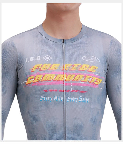 Men's Cycling Jersey Set - Quick Dry Long Sleeve Jersey & Mountain Bike Bib Shorts