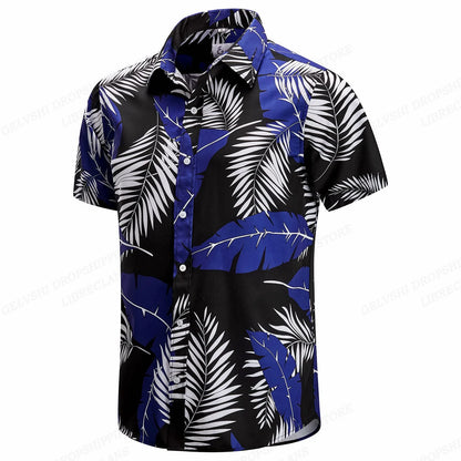 Floral Hawaiian Shirt Tropic Leaf 3d Printed Shirts Men Women Fashion Oversized Blouse Men's Vocation Lapel Beach Camisas
