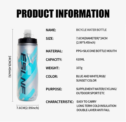 ESLNF Bicycle Water Bottle Ice Protection Sports Water Bottle Large Capacity Fitness Water Cup Outdoor Cycling Water Cup Accesso