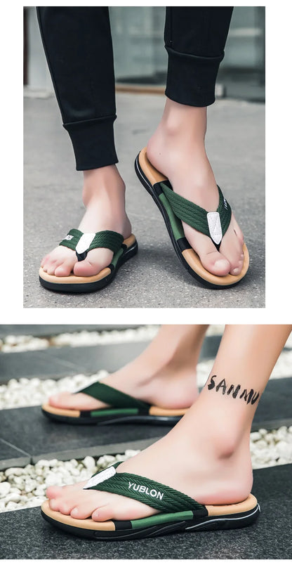 2025 Summer Flip Flops Men Beach Sandals Anti-slip Breathable Casual Men Beach Slippers Outdoor Big Size 45