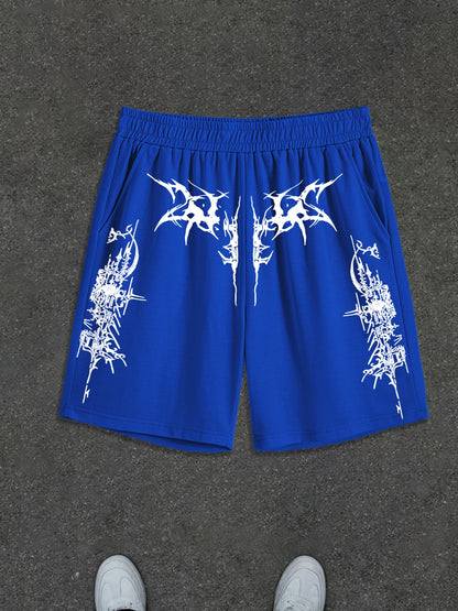 Men's Summer High-Street Style Printed Knit Shorts: Casual, Sporty, and Streetwear Shorts
