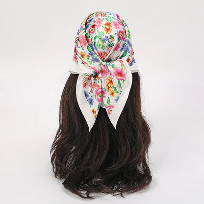 Bohemian Floral Silk Scarf - Tropical Leaf Head Wrap and Bandana