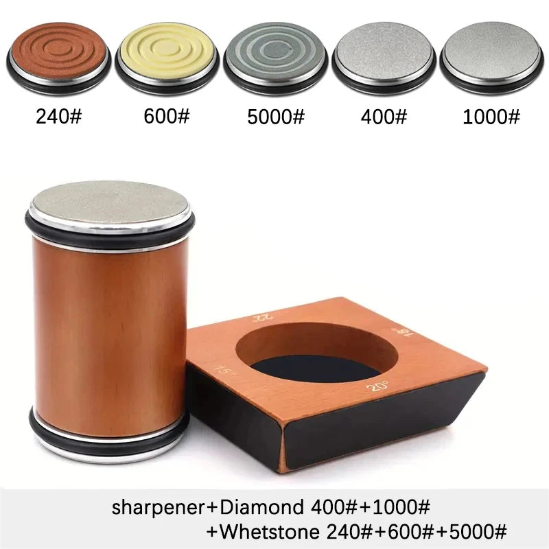 Rolling Knife Sharpener - 4 Angle Sharpening System With Diamond Whetstone Kit