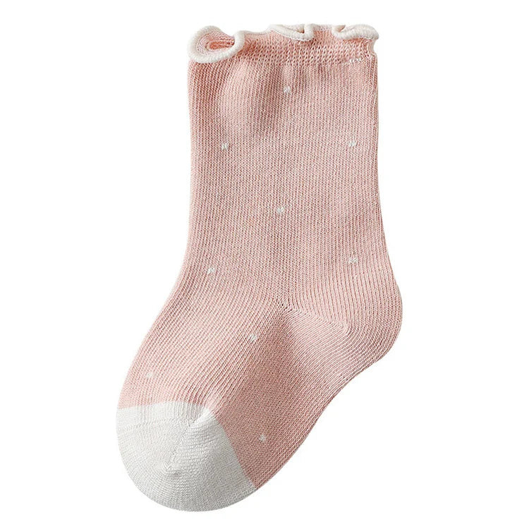 Lawadka Children's Girls Socks Cotton Dot Solid Kids Girl Sock Fashion Princess Baby Socks For Girls   Autumn Winter 0-12Years