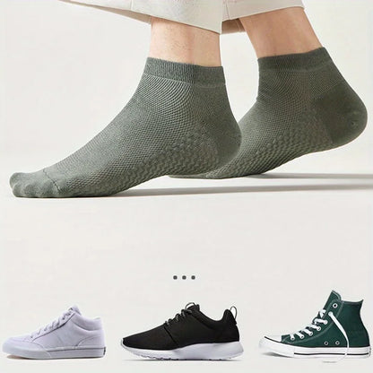4 Pairs Men's Socks Classical Pure Cotton Antibacterial Deodorant Mesh Sweat Absorption Foot Massage Short Socks Sports Bussiess