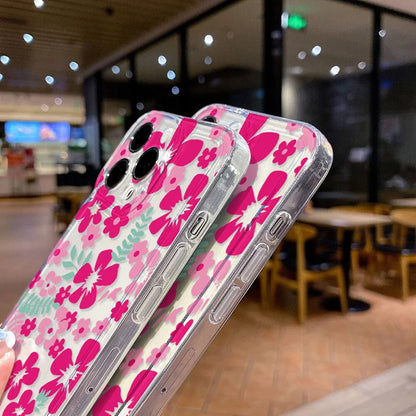 Clear Phone Case For Samsung S26 S25 Ultra S24 S23 S22 S21 A57 A37 A17 A07 A56 5G A36 A26 A16 A55 A54 A53 Pink Flower Soft Cover