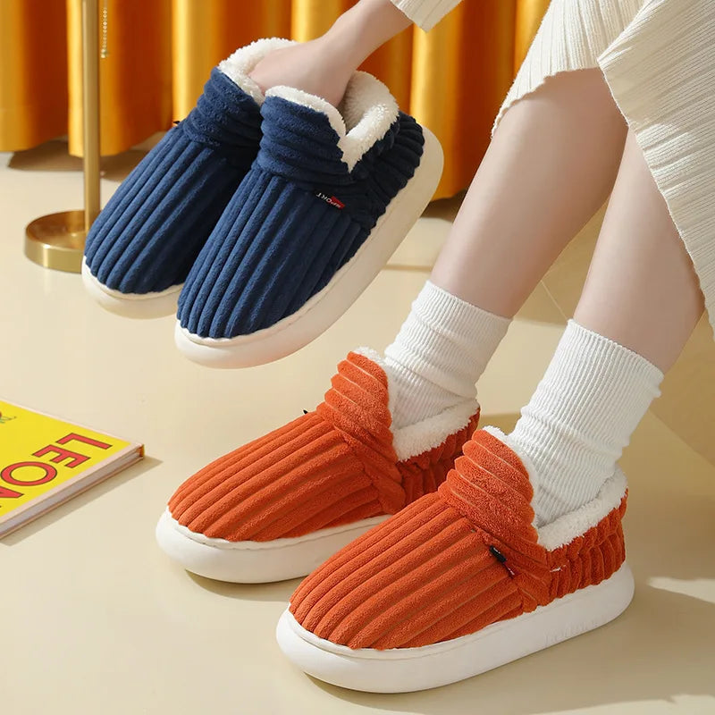 Mens Plush Indoor Slippers - Soft Fluffy Cotton House Shoes - ZOOMNSTORE