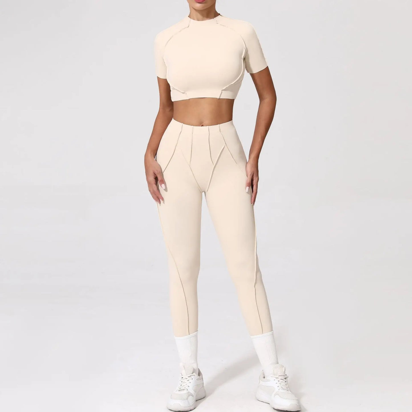 Seamless Yoga Sets – High Waist Leggings & Backless Bra Suit | Breathable Fitness Wear