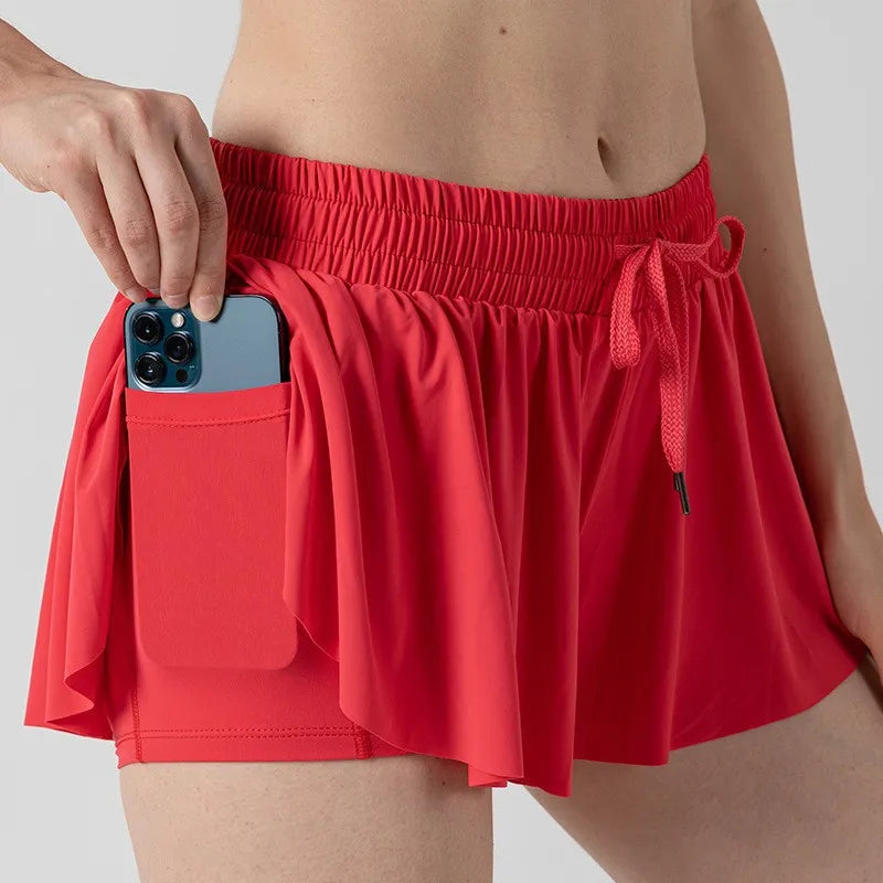 2 in 1 Jogger Flowy Athletic Shorts for Women Gym Yoga Workout Running Tennis Skirt Comfy Skort Lounge Cute Clothes Casual Wear