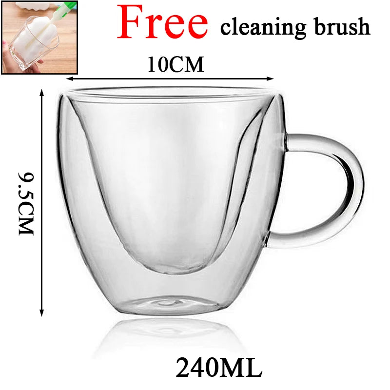 Heat Resistant Glass Mug - Double Wall Borosilicate Coffee Cup | Eco Friendly Drinkware Gift