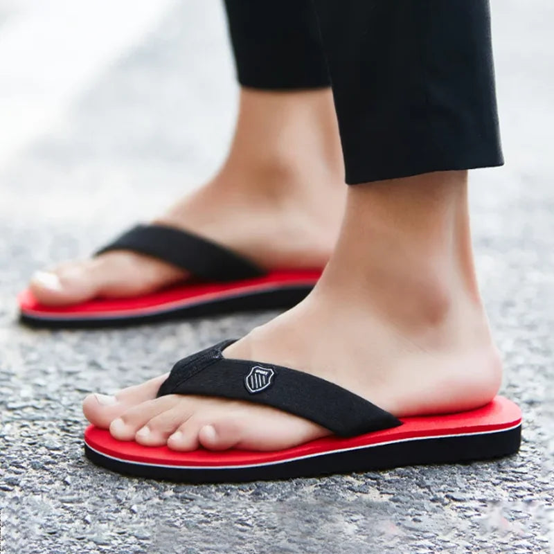2025 Summer New Men's Flip Flops Indoor Outdoor Beach Sandals Thick Soft Sole Bathroom Slides Shoes Man Non-slip Home Slippers