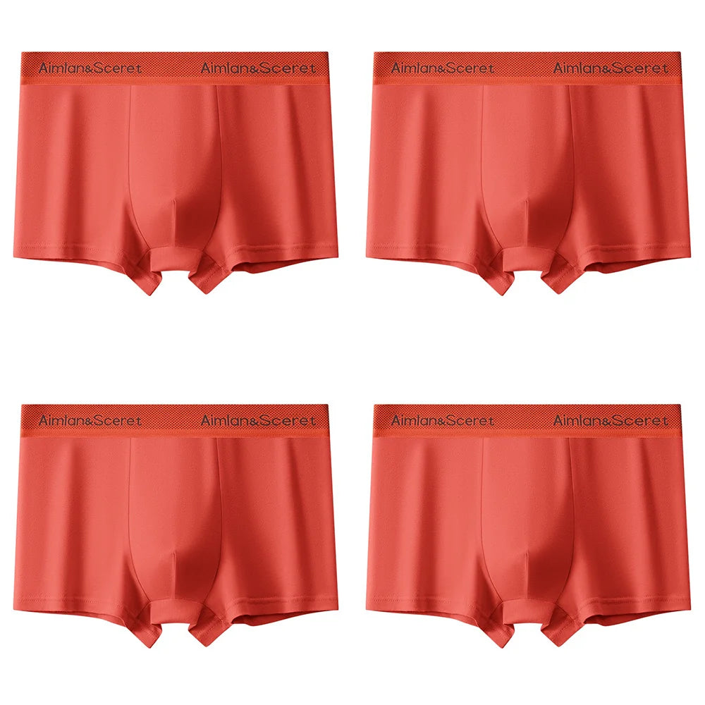 4Pcs Men Underwear Sporty Boxers Plus Size Youth Boxer Shorts Comfortable Breathable Flat Pants Men's Square Panties Briefs Gift
