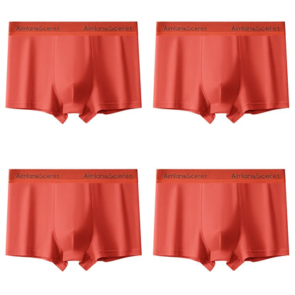 4Pcs Men Underwear Sporty Boxers Plus Size Youth Boxer Shorts Comfortable Breathable Flat Pants Men's Square Panties Briefs Gift