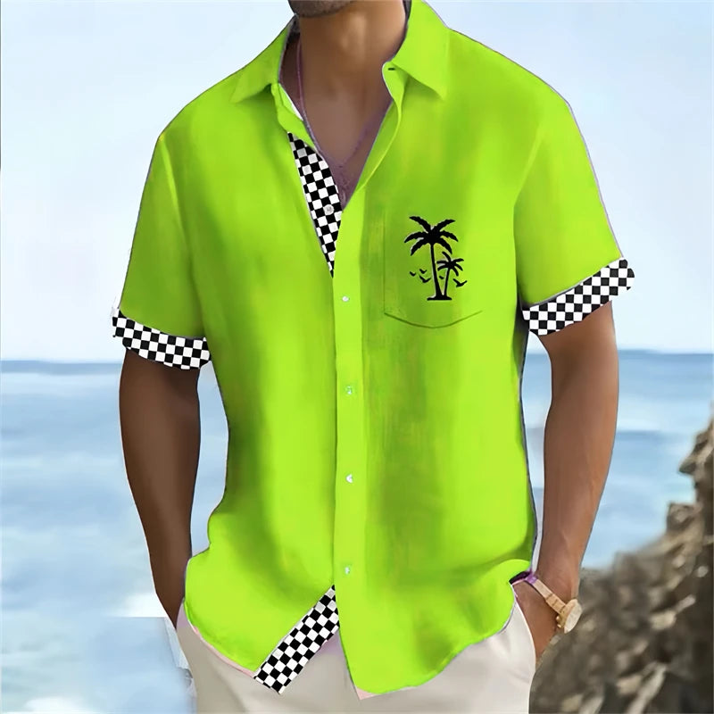 Hot men's shirt Hawaiian shirt Short -sleeved holiday beach fashion clothing soft and comfortable fabric super large size 6xl