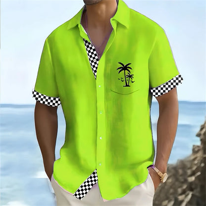 Hot men's shirt Hawaiian shirt Short -sleeved holiday beach fashion clothing soft and comfortable fabric super large size 6xl