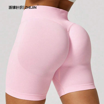 ZHEJIN Seamless Women Yoga Shorts High Waist Workout Gym Shorts Scrunch Butt Lift Biker Shorts Tummy Control Push Up Fitness
