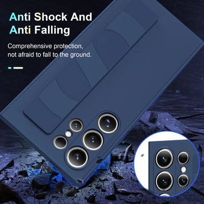 Handheld Silicone Elastic Wrist Strap Hard PC Phone Case Samsung Galaxy S26 S25 S24 S23 Ultra Plus A54 5G Matte Shockproof Cover