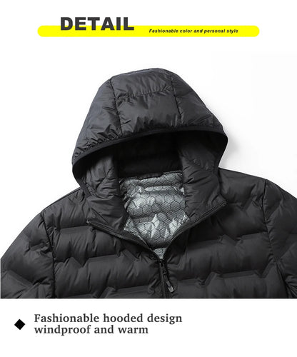 JNLN Men's Winter Down Jacket Duck Down Lightweight Padded Jackets Hiking Camping Climbing Trekking Graphene Lining Warm Coat