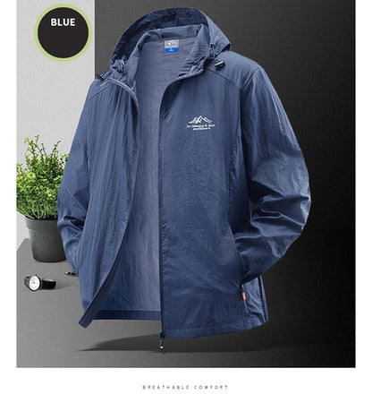 Summer Waterproof Hiking Jackets Men Fishing Cycling Hooded Gym Sports Running Coat Outdoor Sun-Protective Thin Jacket Clothing