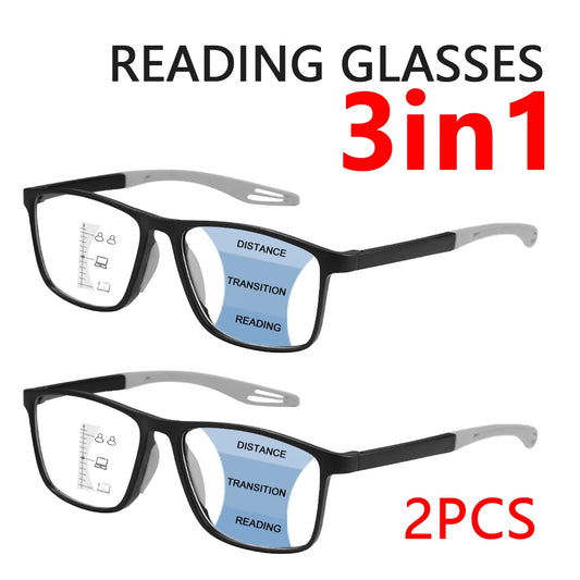Progressive Reading Glasses – 2PCS Multifocal Computer Glasses with Blue Light Blocking