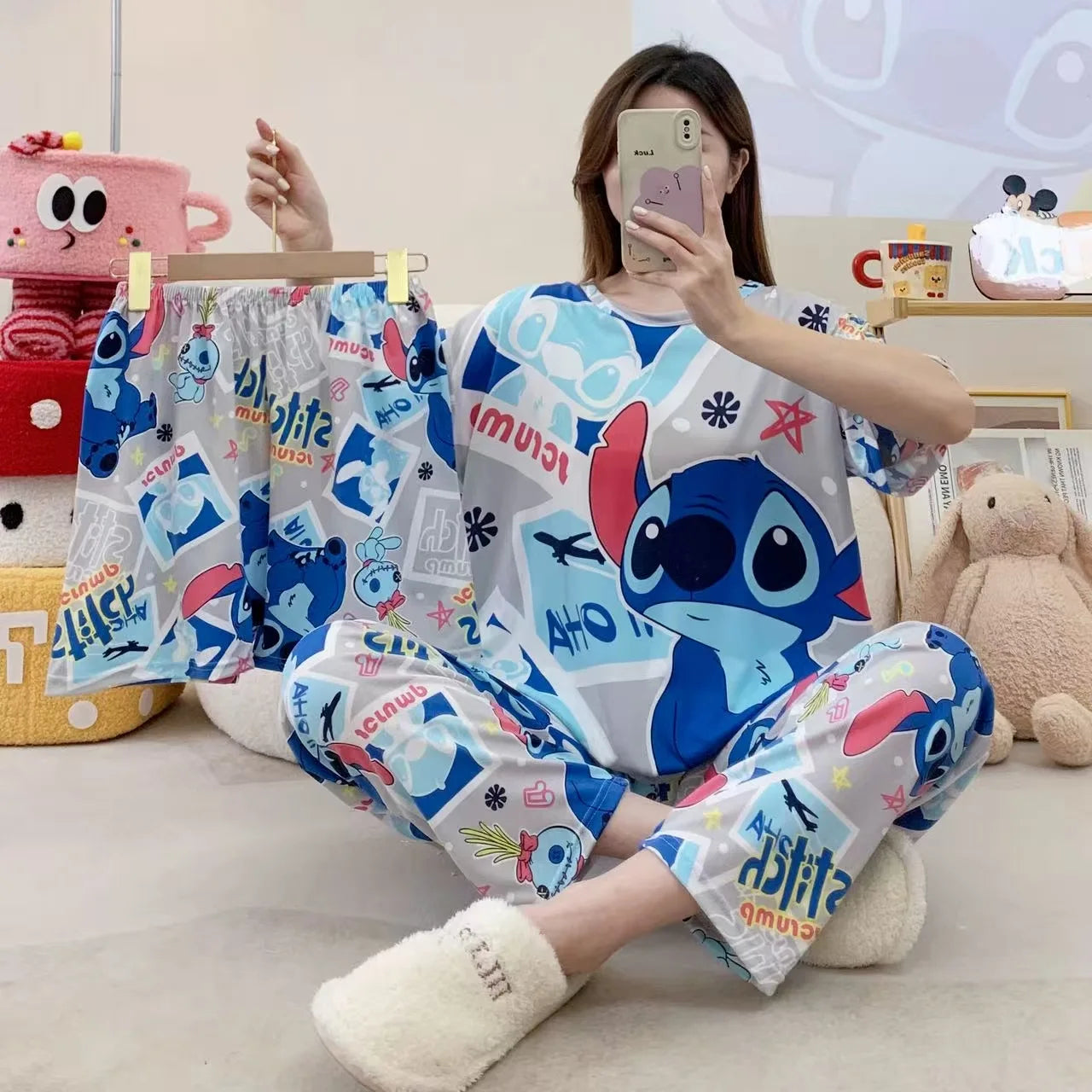 Women's New Three Piece Pajama Home Outfit Sweet Pajama Cartoon Casual Women's Fashionable and Comfortable Home Outfit Pajamaset
