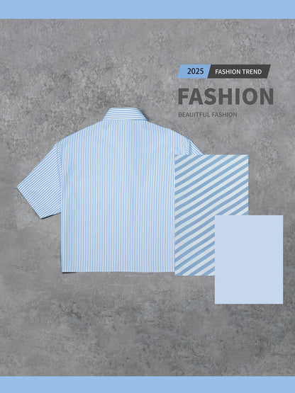 Men's striped comfortable short sleeved shirt, suitable for spring and autumn wear, suitable for festivals and daily outings