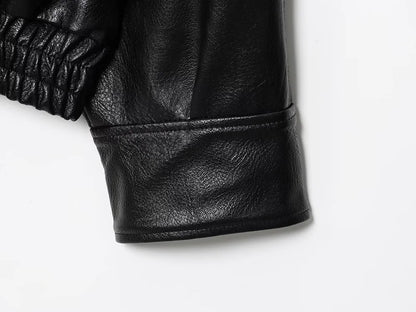 Faux Leather Jacket – Women's Bomber Jacket With Snap Button | Office Outerwear Coat