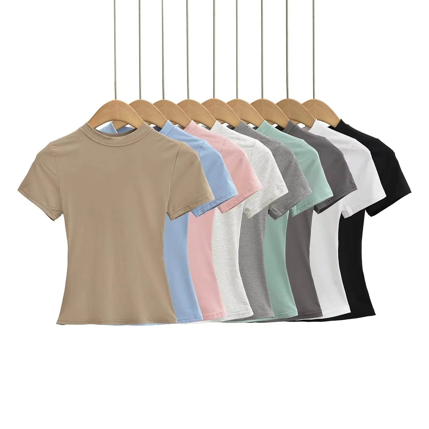 Women's Slim T-Shirt – Casual Solid Y2K Short-Sleeve Top