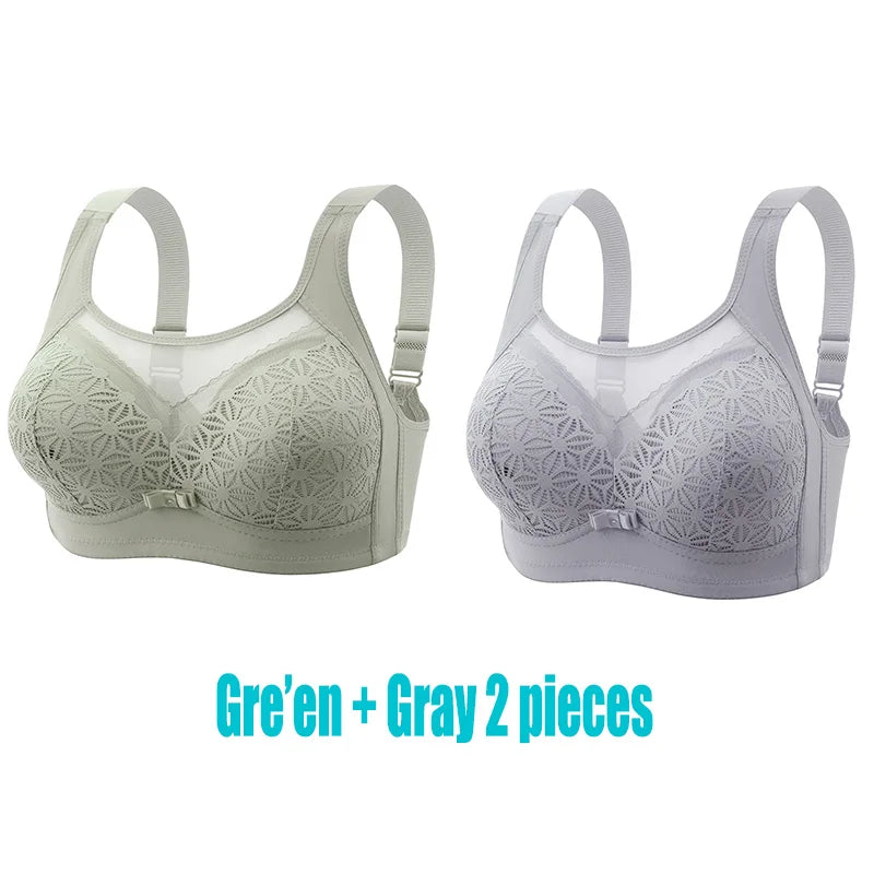 2PCS New High-end U-shaped Back With No Steel Ring Gathered And Adjusted Bra Thin Cup Breathable  Breasted Underwear Mom's Bra