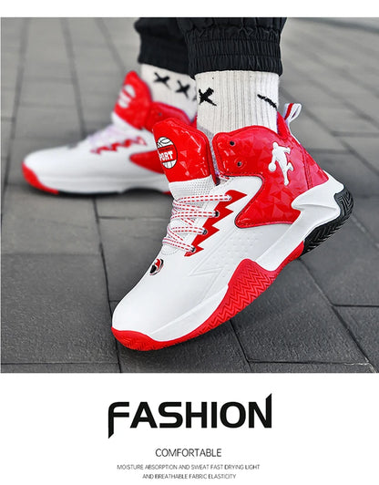 Children Basketball Shoes for Boys Girls Kids Teenagers Breathable Non-slip Lace Up Indoor Outdoor Training Sneakers Tennis Shoe