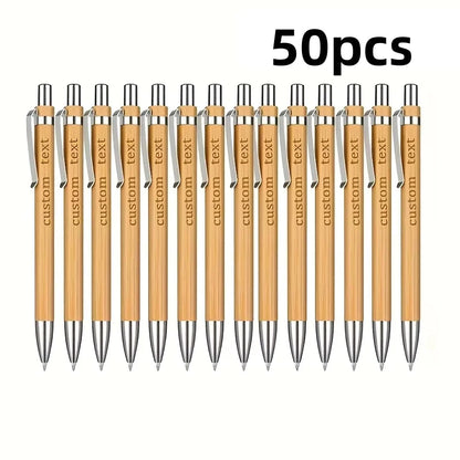 20/50/110PCS Customizable Bamboo Ballpoint Pens Smooth Writing Ideal for School Teachers Offices Advertising Promotional Pens