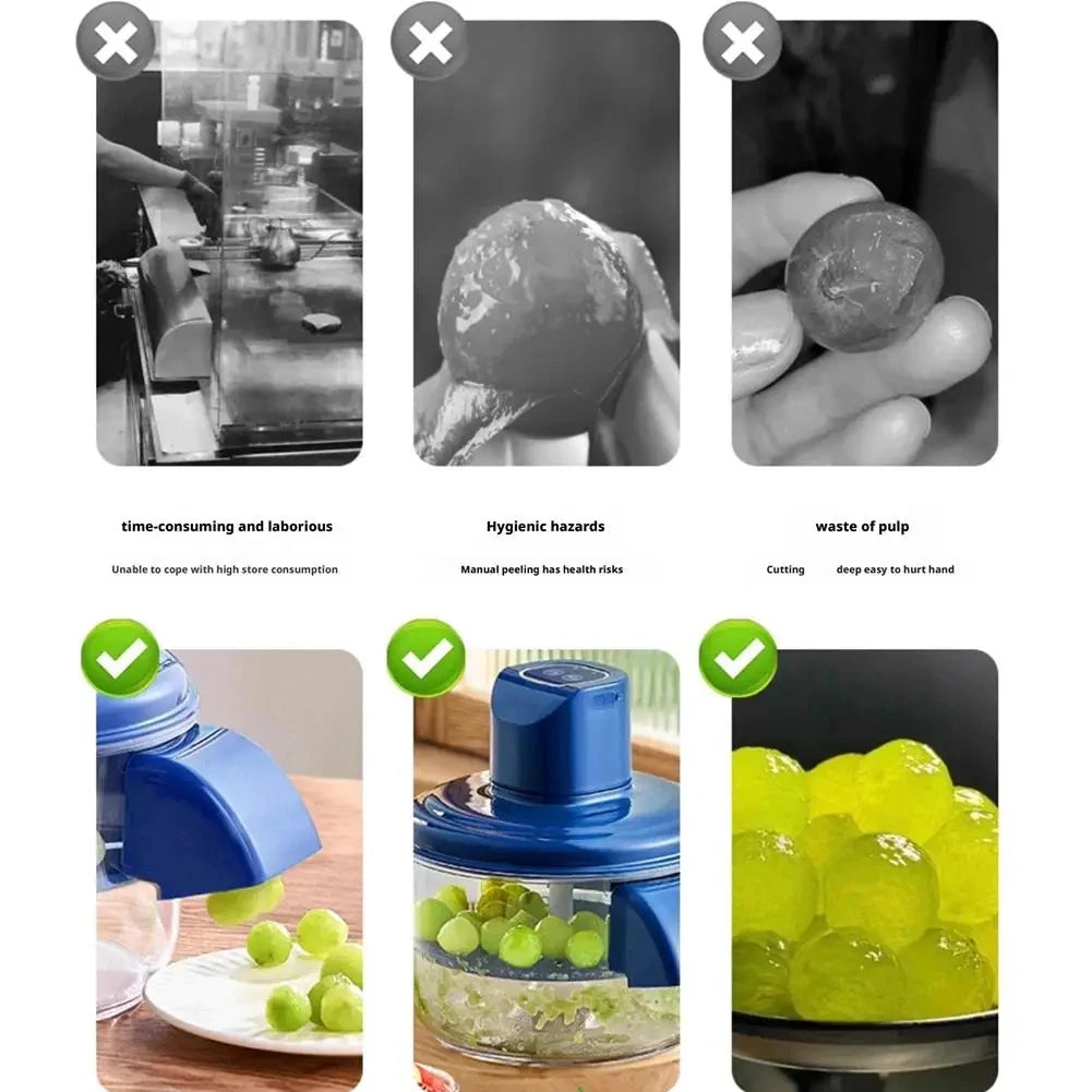 Electric Grape Peeler - Automatic Stainless Steel Fruit Skin Remover | Battery Powered