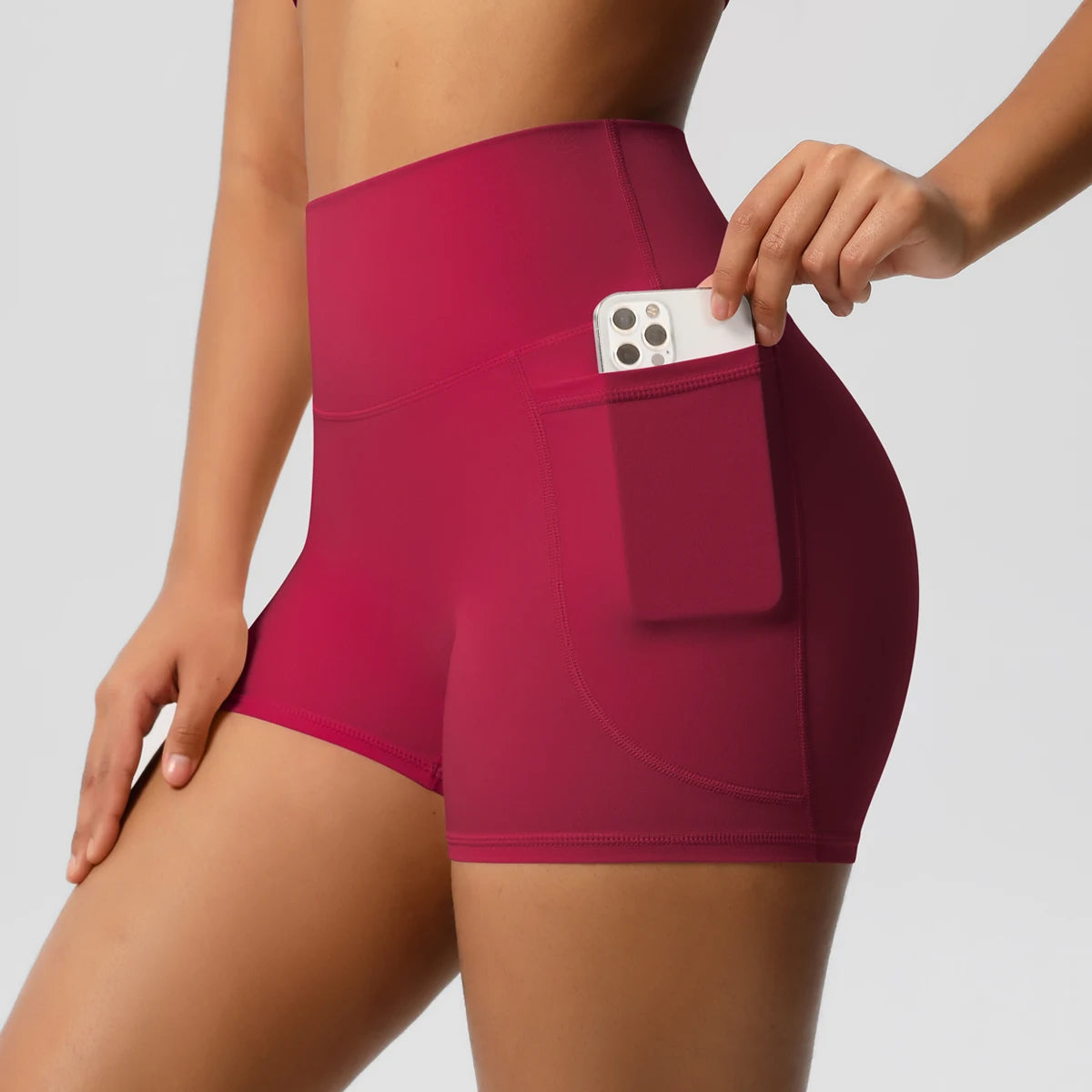 High Waist Workout Shorts – Women Gym Shorts with Pockets, Squat Proof & Quick Drying