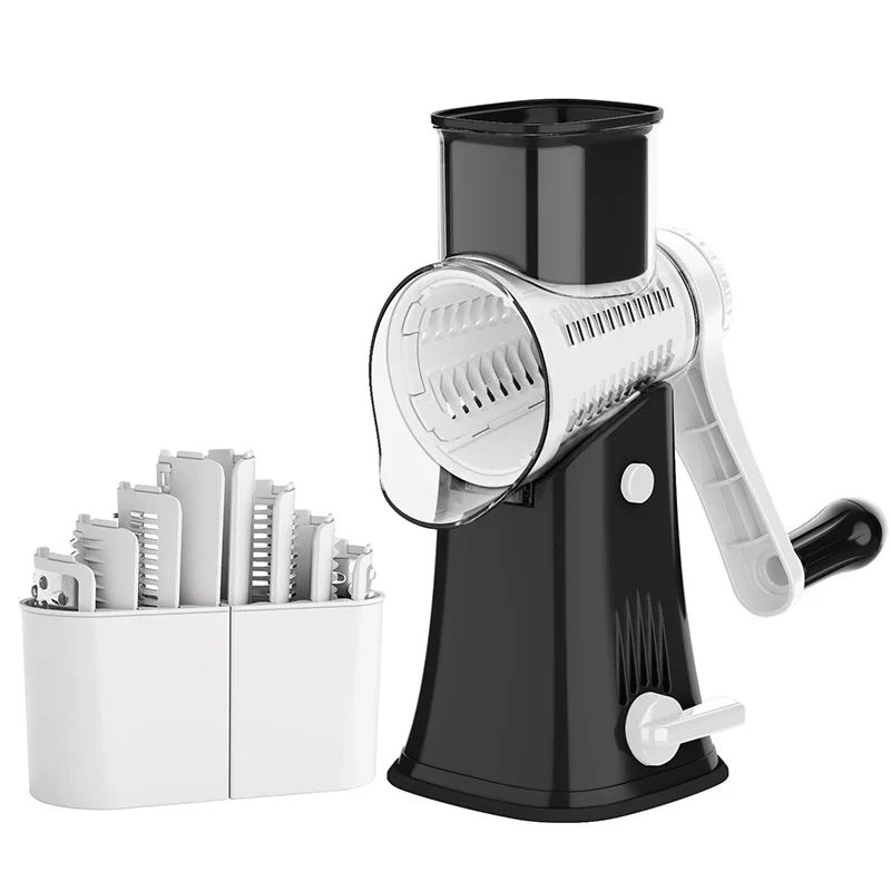 5 in 1 Cheese Grater - Rotary Stainless Steel Kitchen Vegetable Slicer & Nut Chopper
