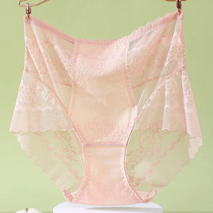 Plus size Luxury High Waist Panties Women Summer Sexy Hollow Underwear Cotton crotch Breathable Briefs Lingerie Lace Underpants