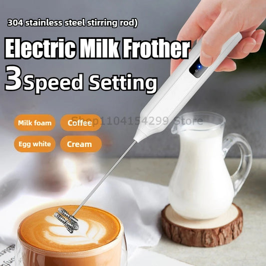Electric Milk Frother  Handheld Mixer - Portable Coffee Blender Tool