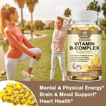 Vitamin B Complex Capsule With B1 B2 B3 B5 B6 B7 B9 B12 Folic Acid & Biotin Help Innutrition Reduce Stress &Anxiety Help Nervous
