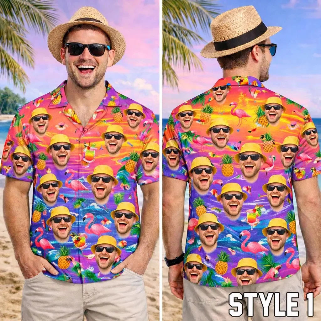 New Custom Face Hawaiian Shirt, Funny Summer Beach Shirt, Personalized Tropical Vacation Party, Gift for Men Dad Husband