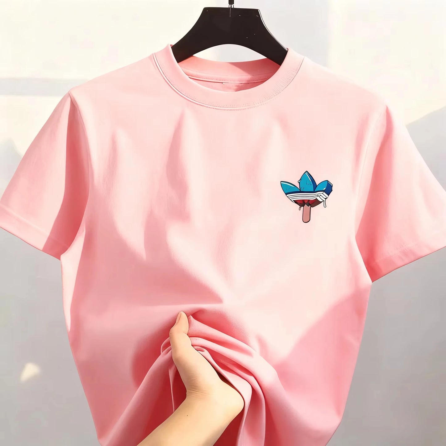 2026 Best-selling Korean Street Pure Cotton Cartoon Printed Round Co mfortable and loose men's and women's T-shirts
