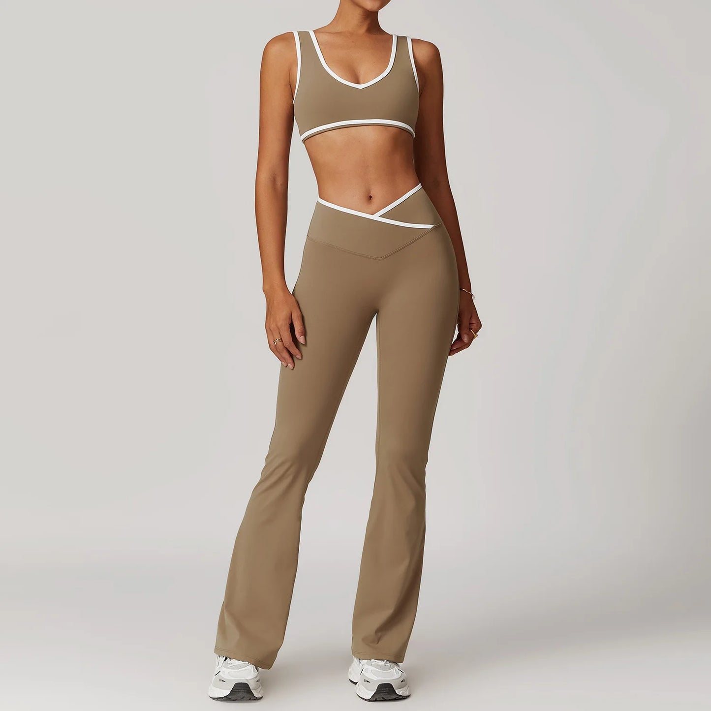 Yoga Workout Set – High Waist Leggings & Sports Bra Outfit | Breathable Fitness Sportswear