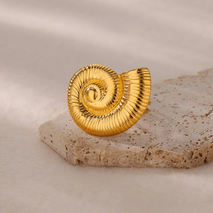 Ocean Starfish Shell Open Rings For Women Gold Color Stainless Steel Ring Summer Beach Aesthetic Waterproof Jewelry Gift