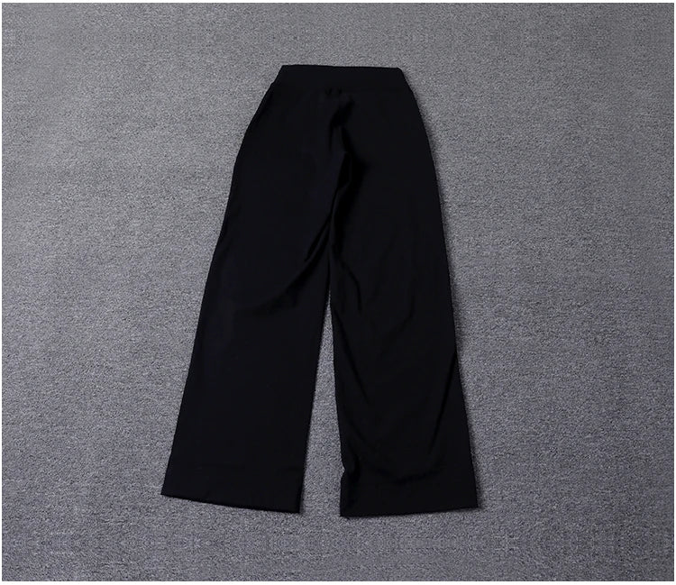 High Quality High-waist Loose Straight-leg Yoga Pants Women's Skin Friendly Nudity Casual Drawstring Quick-dry Gym Bell-bottoms