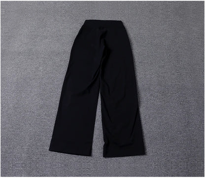 High Quality High-waist Loose Straight-leg Yoga Pants Women's Skin Friendly Nudity Casual Drawstring Quick-dry Gym Bell-bottoms