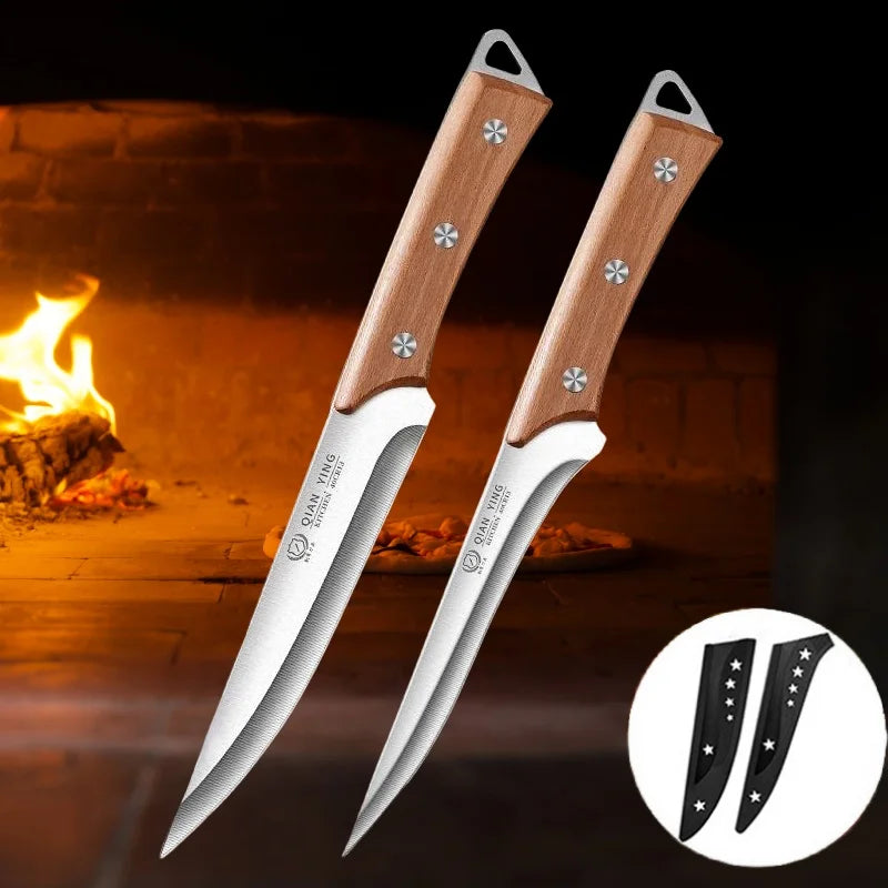 Professional Stainless Steel Fillet Knife - Forged Meat Cleaver with Wooden Handle