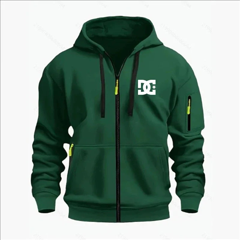 Spring and Autumn Men's Casual Sports Hoodie, Fashionable Arm Pocket Drawstring Hoodie Men's Loose Long-sleeved Shirt Pullover