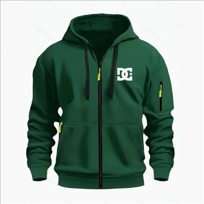 Spring and Autumn Men's Casual Sports Hoodie, Fashionable Arm Pocket Drawstring Hoodie Men's Loose Long-sleeved Shirt Pullover